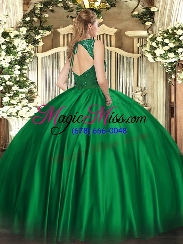 wholesale flare sleeveless backless floor length beading and lace quinceanera dress