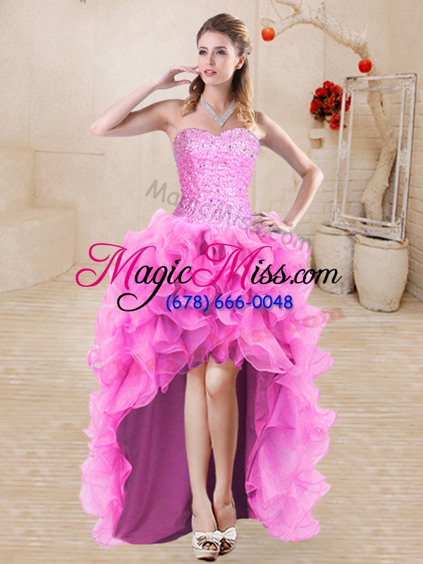 wholesale sophisticated sweetheart sleeveless organza 15th birthday dress beading and ruffles lace up