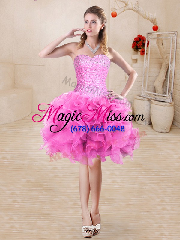 wholesale sophisticated sweetheart sleeveless organza 15th birthday dress beading and ruffles lace up