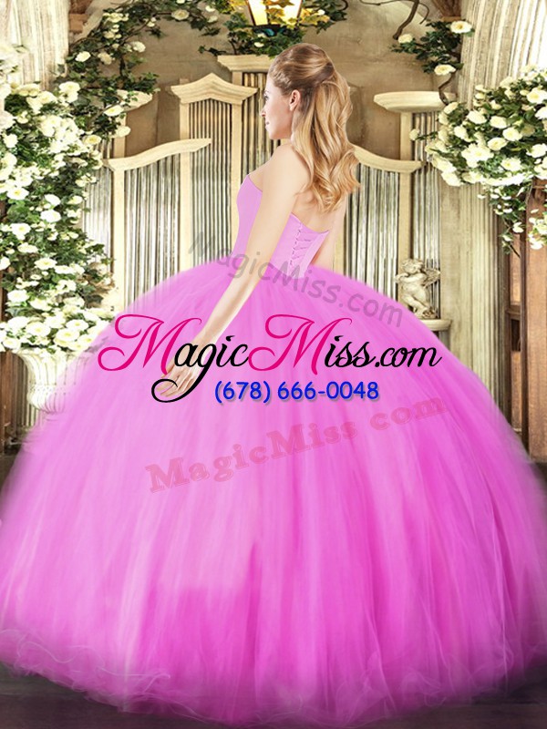 wholesale sleeveless tulle floor length lace up quinceanera gowns in fuchsia with beading