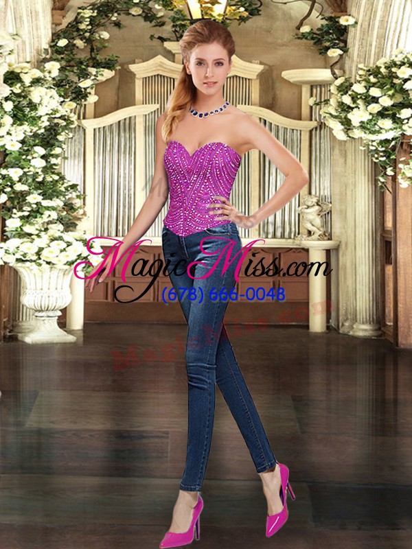 wholesale sweetheart sleeveless lace up quinceanera dress fuchsia organza