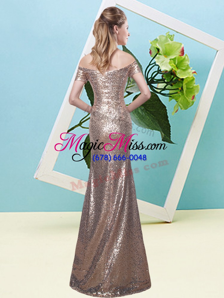 wholesale custom design teal mermaid off the shoulder short sleeves sequined floor length zipper sequins evening dress