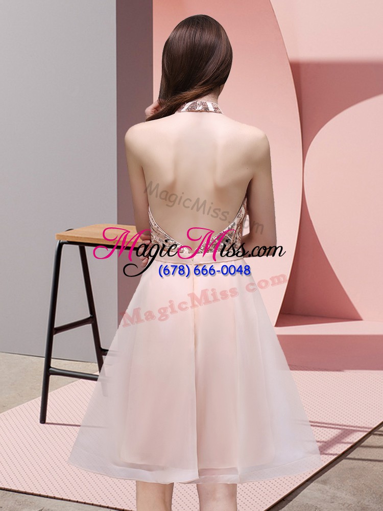 wholesale chiffon sleeveless mini length quinceanera dama dress and sequins