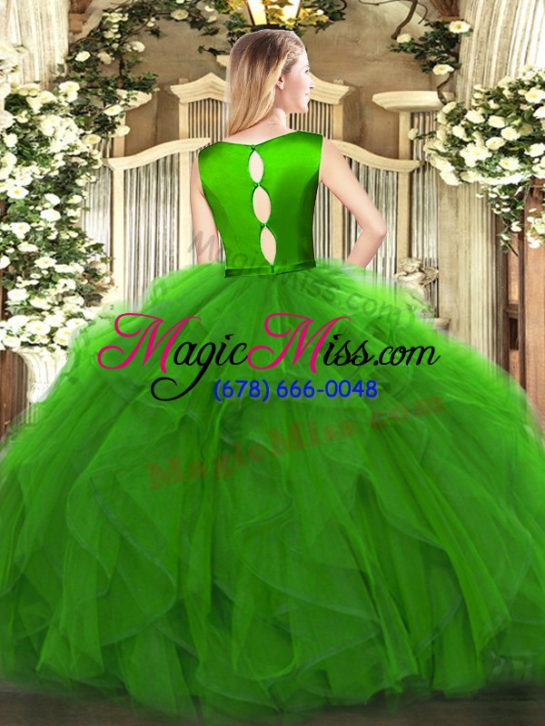 wholesale shining sleeveless ruffles clasp handle ball gown prom dress