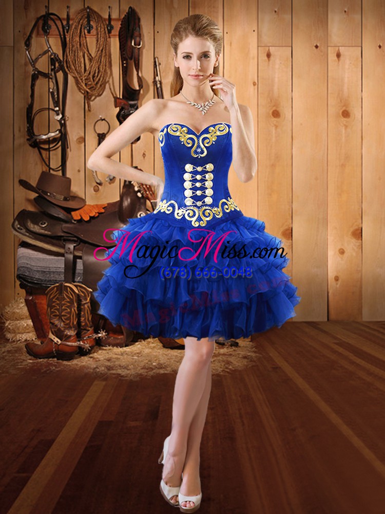 wholesale traditional tulle sleeveless floor length quinceanera dresses and embroidery and ruffled layers