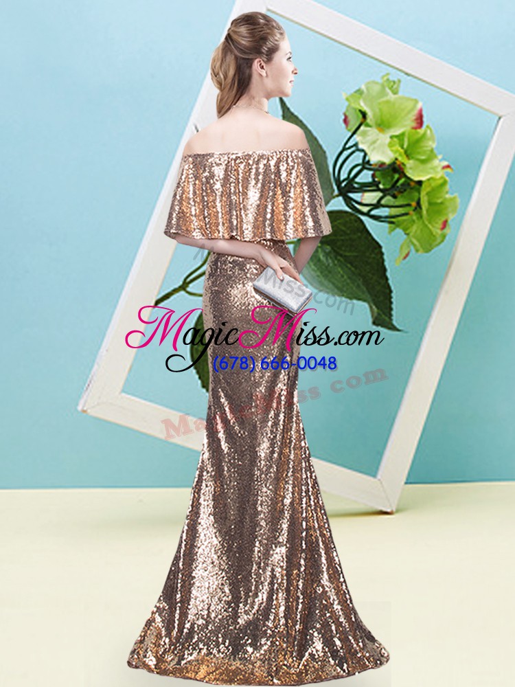 wholesale flirting dark green half sleeves sequined zipper prom dress for prom and party