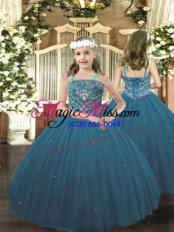 wholesale inexpensive teal ball gowns beading quinceanera dress lace up tulle sleeveless floor length