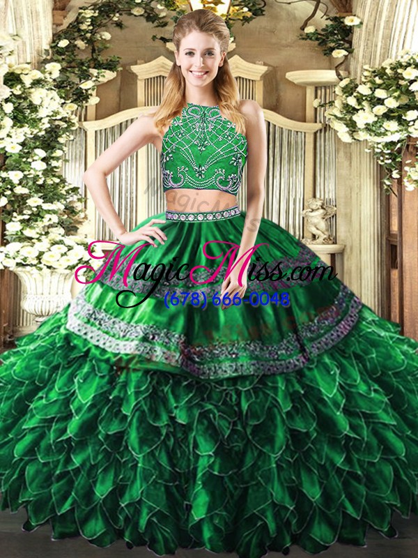 wholesale sleeveless beading and ruffles zipper sweet 16 dress