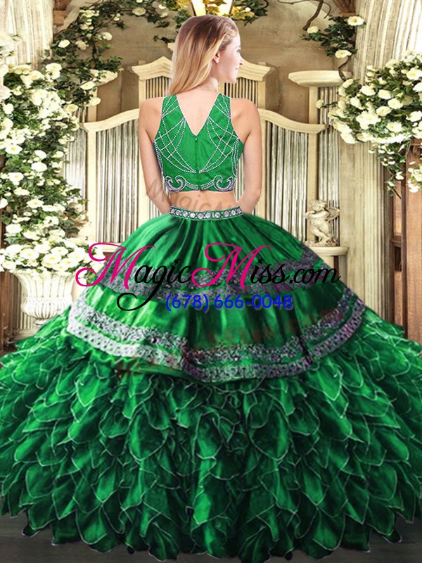 wholesale sleeveless beading and ruffles zipper sweet 16 dress