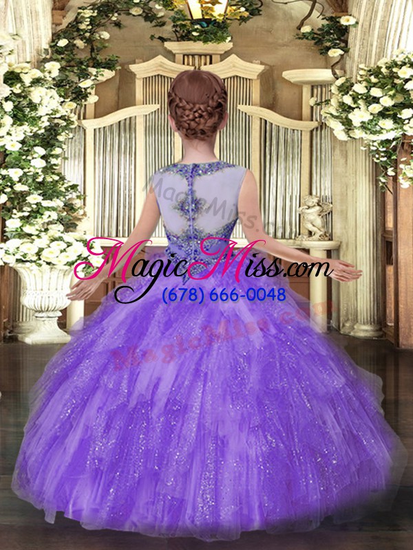 wholesale great tulle sleeveless floor length little girl pageant dress and beading and ruffles