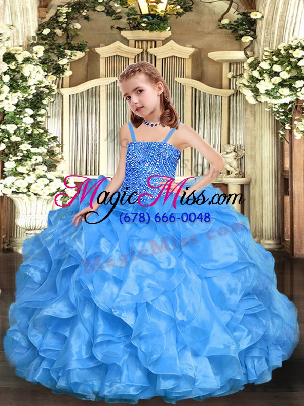 wholesale perfect straps sleeveless organza custom made pageant dress beading and ruffles zipper