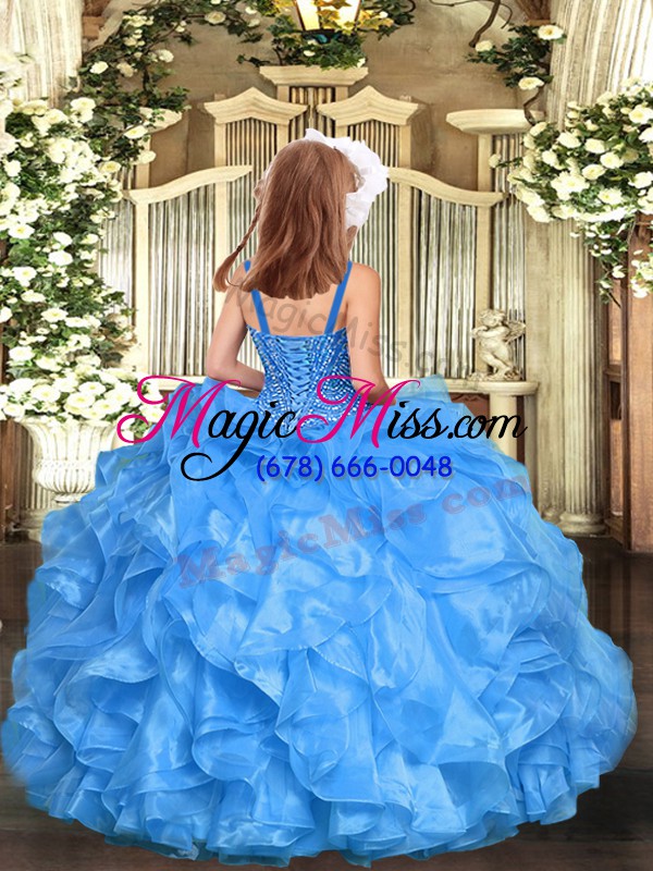 wholesale perfect straps sleeveless organza custom made pageant dress beading and ruffles zipper