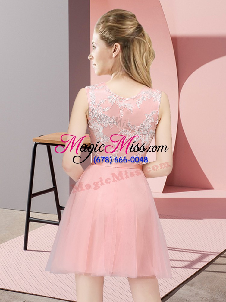 wholesale romantic scoop sleeveless tulle damas dress lace side zipper