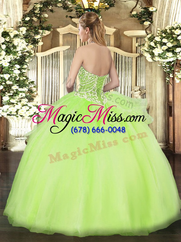 wholesale yellow green quinceanera dress military ball and sweet 16 and quinceanera with beading and ruffles sweetheart sleeveless lace up