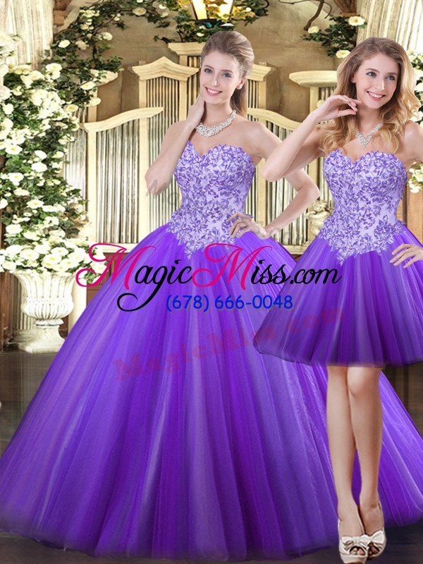 wholesale eggplant purple ball gowns beading vestidos de quinceanera lace up tulle sleeveless floor length