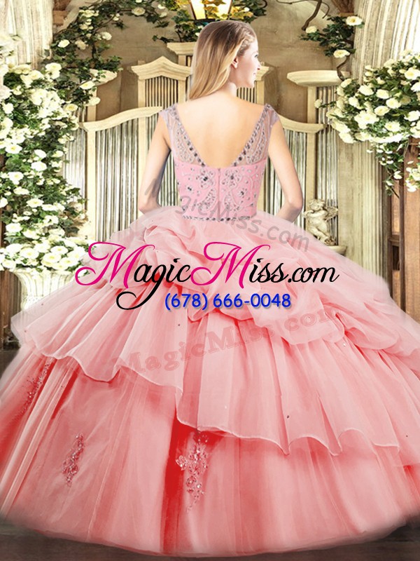 wholesale floor length baby pink sweet 16 dresses bateau sleeveless zipper