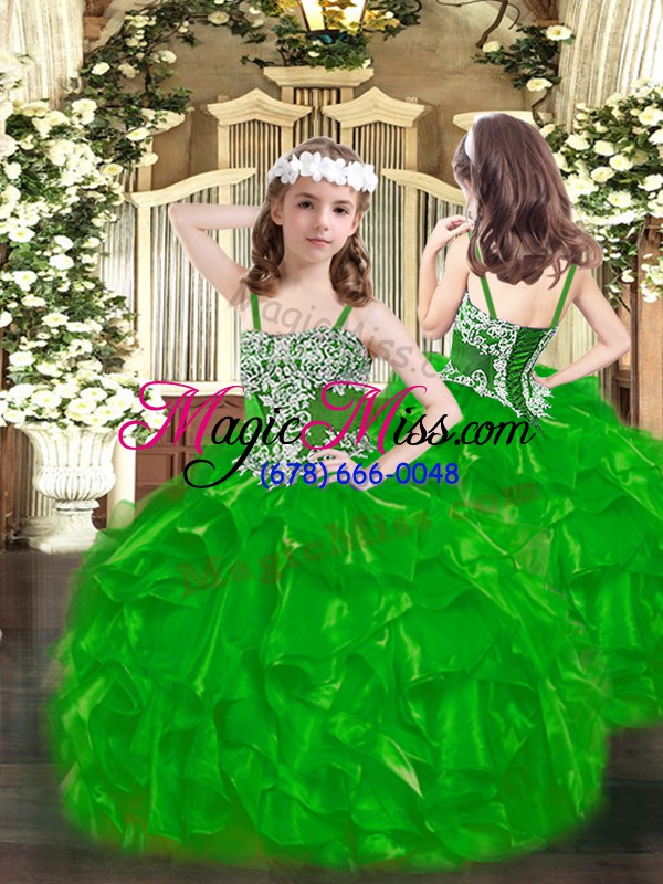 wholesale new style green strapless neckline beading and ruffles 15 quinceanera dress sleeveless lace up