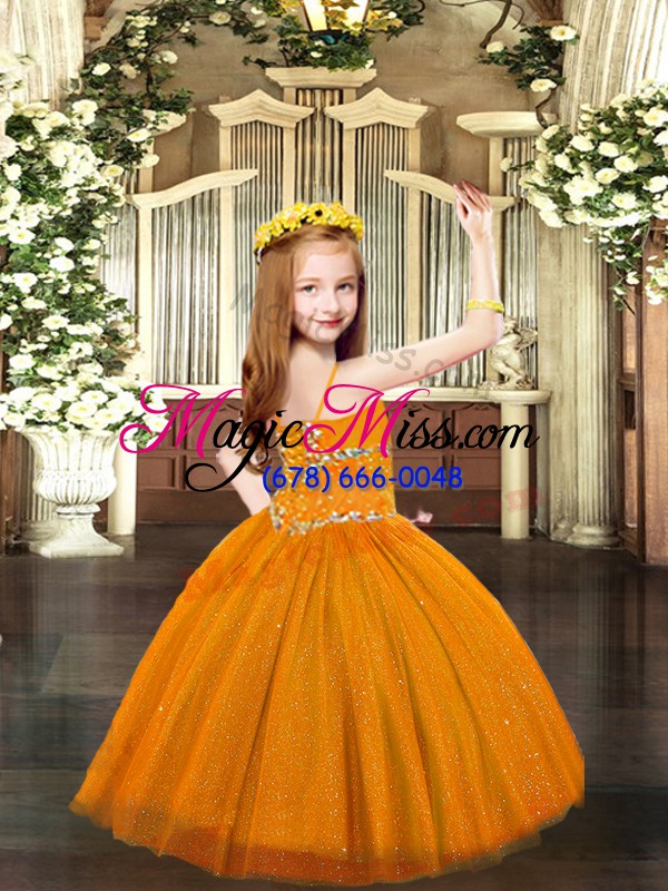 wholesale sleeveless beading lace up child pageant dress