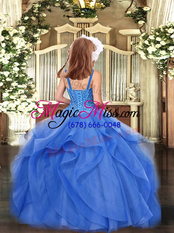 wholesale floor length ball gowns sleeveless turquoise little girls pageant dress wholesale lace up