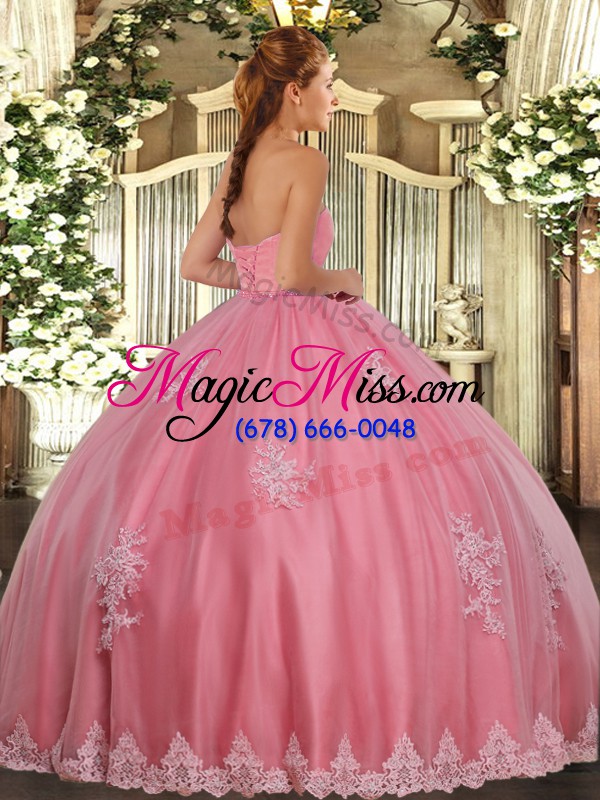 wholesale flirting sweetheart sleeveless tulle vestidos de quinceanera beading and appliques lace up