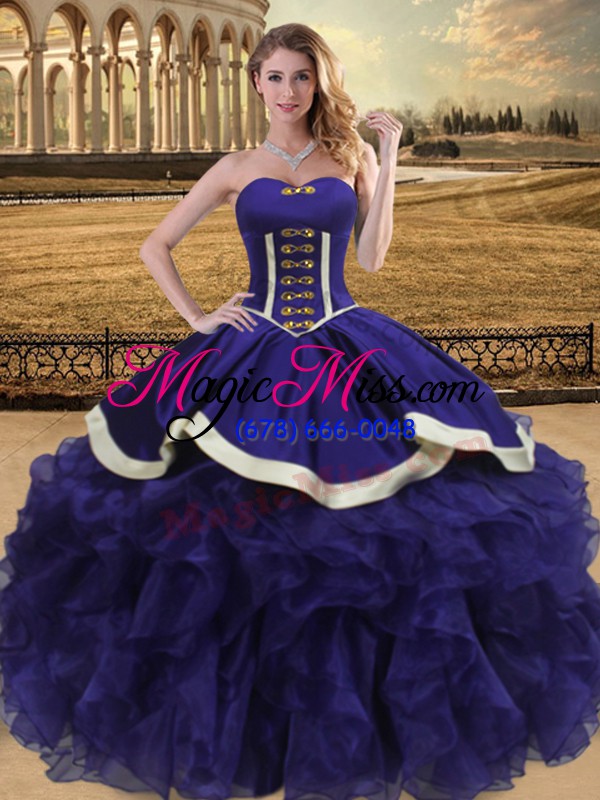 wholesale purple sleeveless beading and ruffles floor length quinceanera dresses