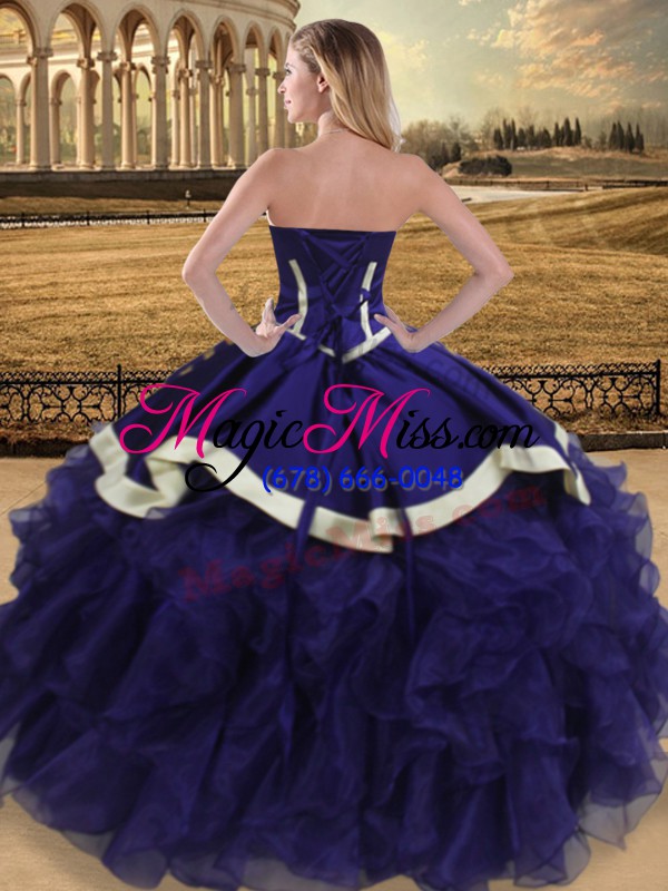 wholesale purple sleeveless beading and ruffles floor length quinceanera dresses