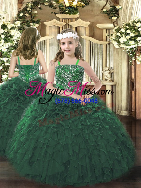 wholesale dark green ball gowns sweetheart sleeveless organza floor length lace up ruffles sweet 16 quinceanera dress