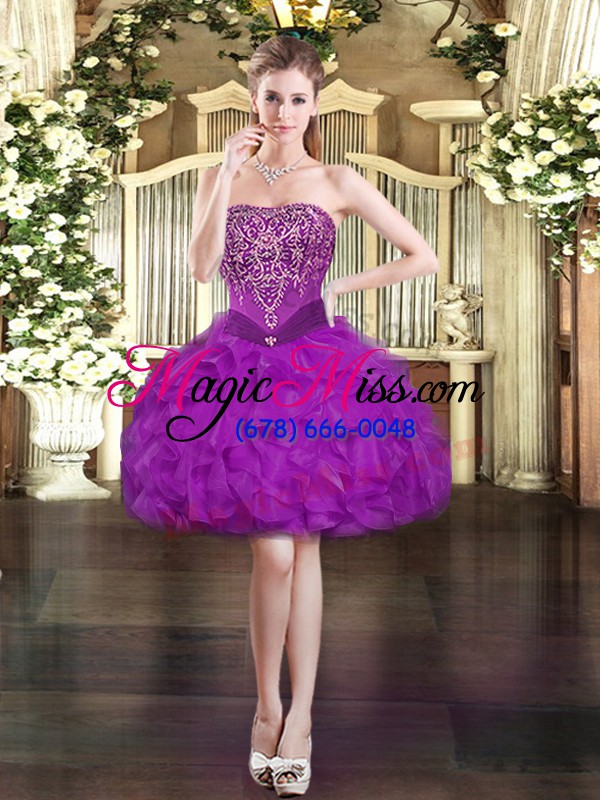 wholesale edgy purple sleeveless organza lace up vestidos de quinceanera for military ball and sweet 16 and quinceanera