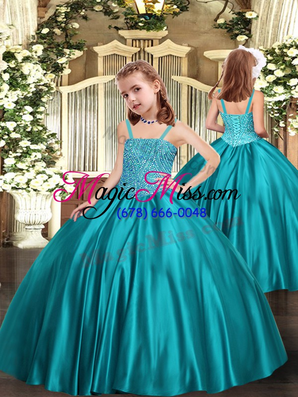 wholesale noble teal ball gowns beading quinceanera gowns lace up organza sleeveless floor length