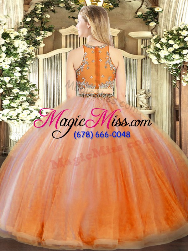 wholesale fancy lavender scoop neckline beading and ruffles quince ball gowns sleeveless zipper