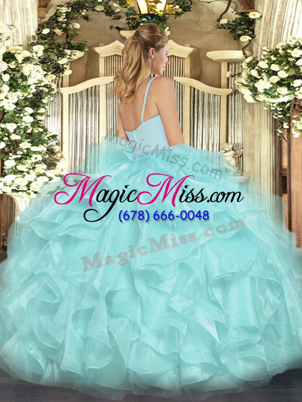 wholesale organza straps sleeveless zipper beading and ruffles quinceanera dresses in lavender