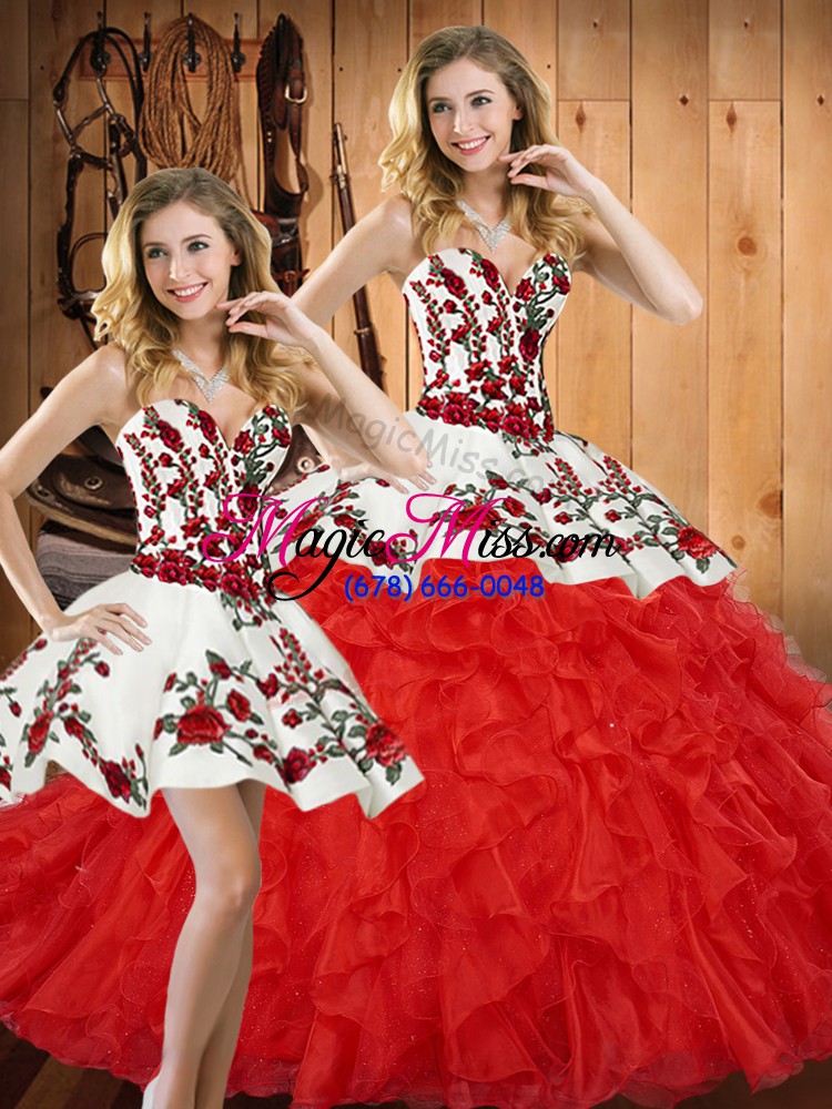 wholesale amazing sleeveless embroidery and ruffles lace up sweet 16 dress