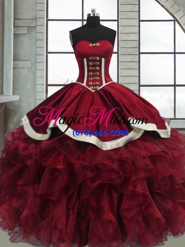 wholesale wonderful beading and ruffles 15 quinceanera dress red lace up sleeveless floor length