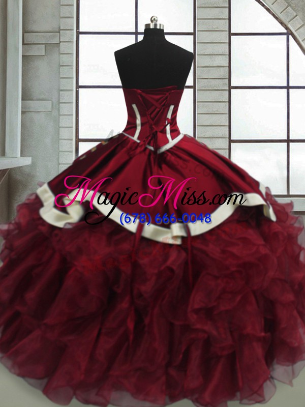 wholesale wonderful beading and ruffles 15 quinceanera dress red lace up sleeveless floor length