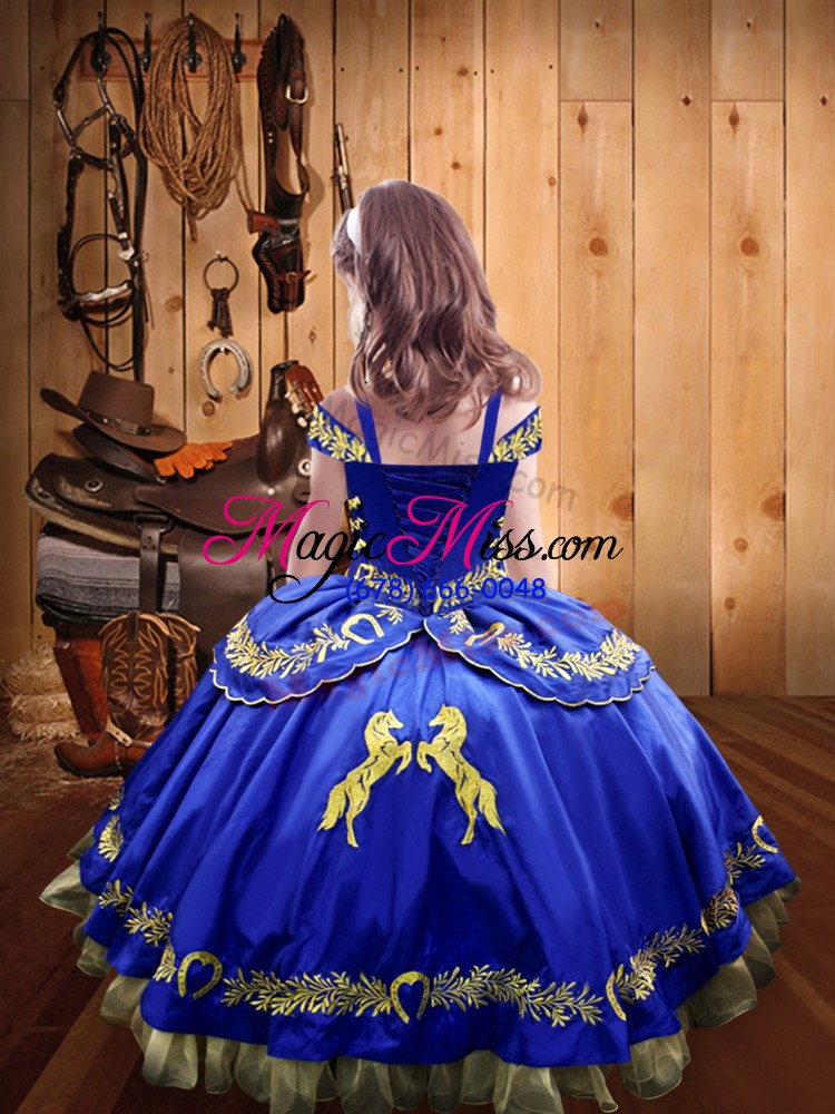 wholesale eye-catching gold sleeveless beading and embroidery floor length child pageant dress