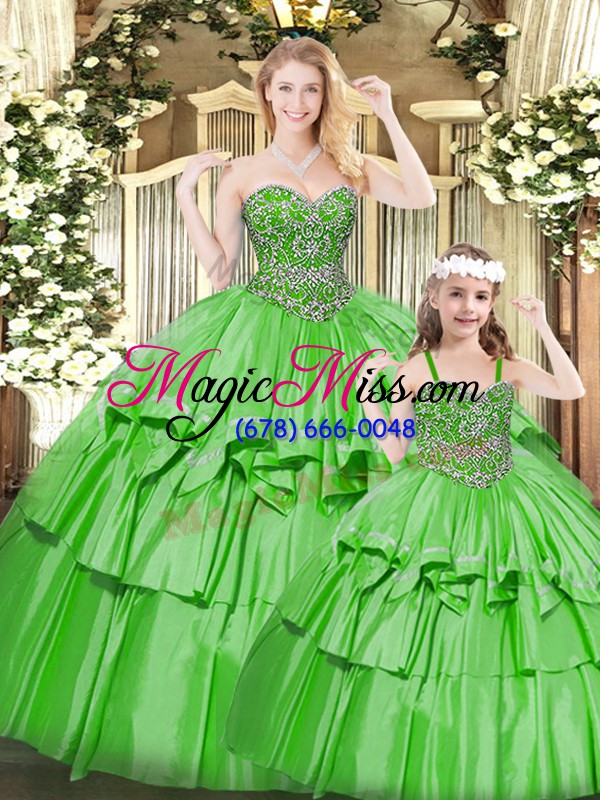 wholesale new style sleeveless beading and ruffled layers lace up quinceanera gowns