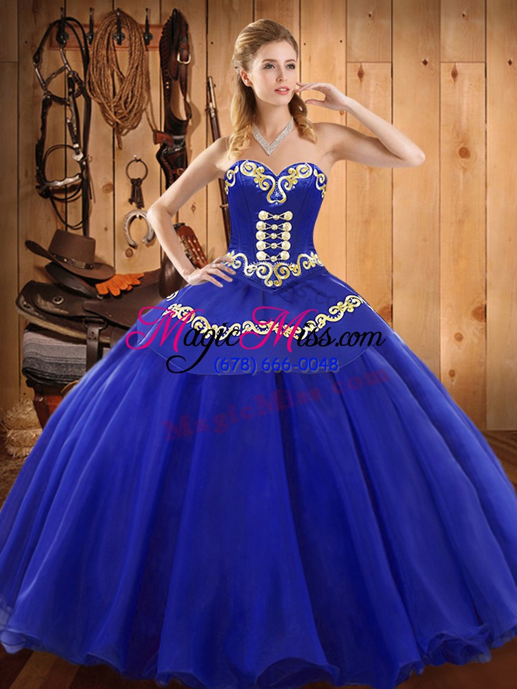 wholesale simple sleeveless lace up floor length embroidery vestidos de quinceanera