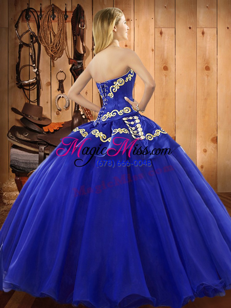 wholesale simple sleeveless lace up floor length embroidery vestidos de quinceanera