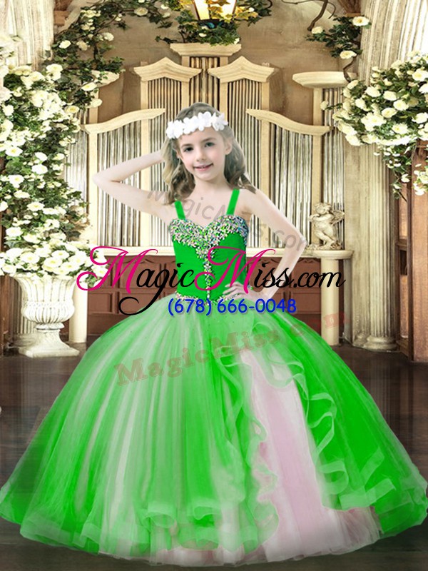 wholesale most popular sleeveless lace up floor length beading pageant gowns for girls