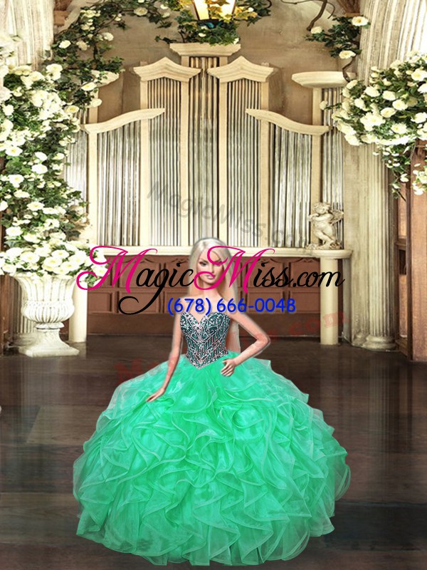 wholesale hot selling floor length lace up vestidos de quinceanera green for military ball and sweet 16 and quinceanera with ruffles