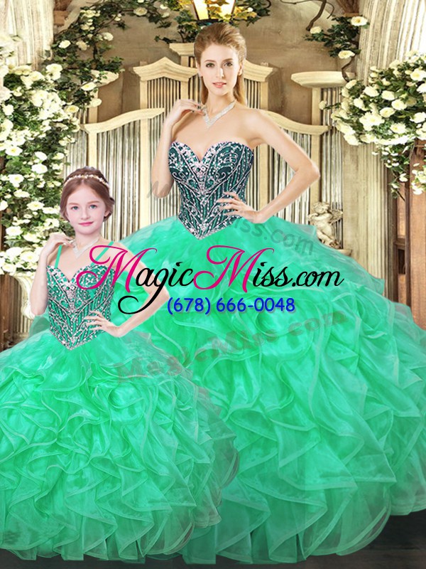 wholesale hot selling floor length lace up vestidos de quinceanera green for military ball and sweet 16 and quinceanera with ruffles