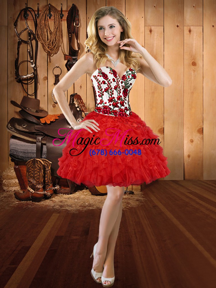 wholesale modern sleeveless embroidery and ruffles lace up 15 quinceanera dress