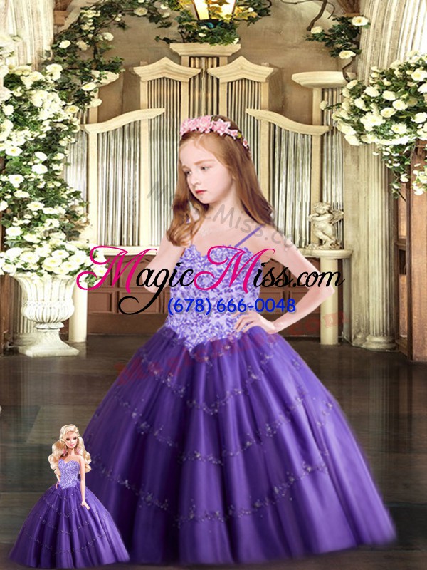 wholesale trendy purple ball gown prom dress military ball and sweet 16 and quinceanera with beading sweetheart sleeveless lace up