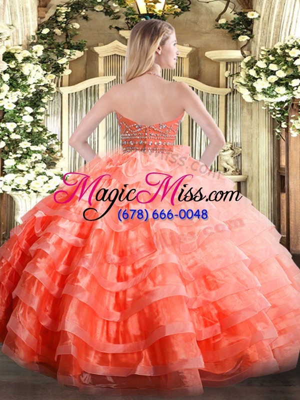 wholesale super organza sleeveless floor length sweet 16 dress and ruffled layers