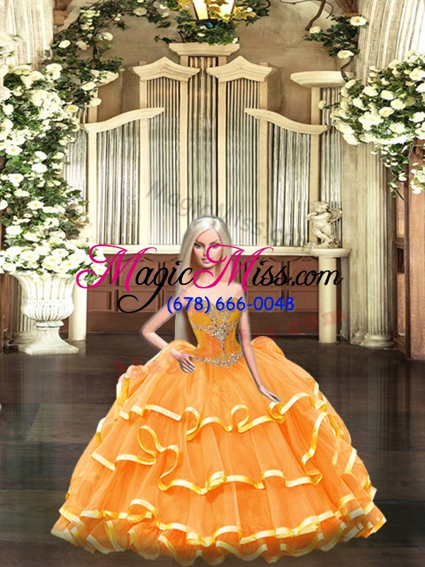 wholesale free and easy sweetheart sleeveless lace up 15 quinceanera dress orange red tulle