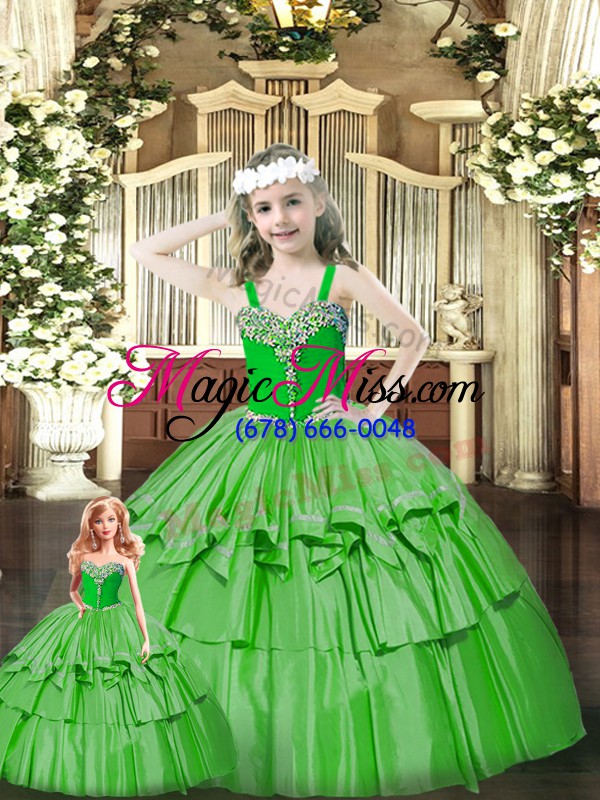 wholesale artistic floor length lace up quinceanera gowns green for military ball and sweet 16 and quinceanera with beading and ruffled layers