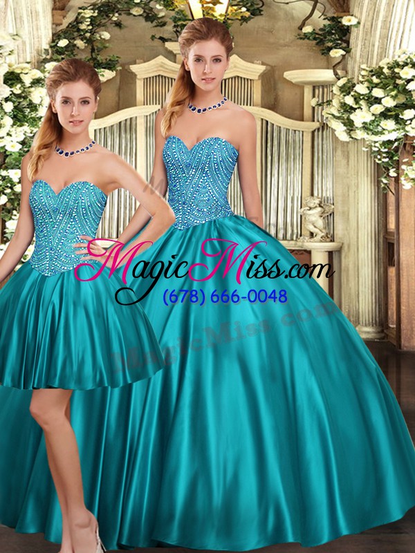 wholesale unique sweetheart sleeveless lace up quinceanera dresses teal tulle