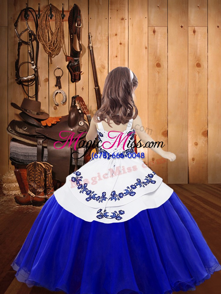 wholesale turquoise little girls pageant gowns sweet 16 and quinceanera with embroidery straps sleeveless lace up