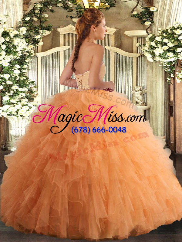 wholesale exceptional sleeveless lace up floor length ruffles sweet 16 quinceanera dress