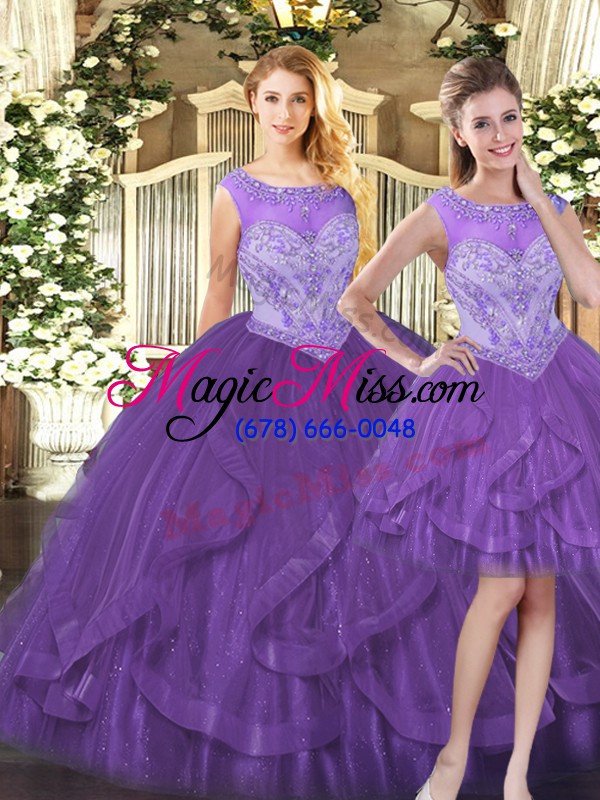 wholesale lovely floor length purple quinceanera dresses scoop sleeveless zipper